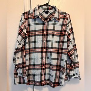Land’s End Light Blue Plaid Button Down Shirt